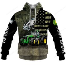 Philadelphia Eagles x John Deere Hoodie | Funny Green Character Premium Hoodie