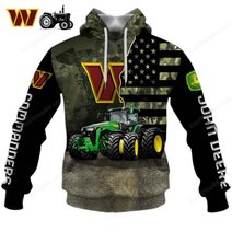 Washington Commanders x John Deere Hoodie | Funny Green Character Premium Hoodie