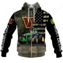 Washington Commanders x John Deere Hoodie | Funny Green Character Premium Hoodie