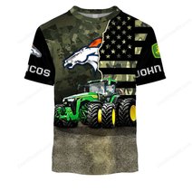 Denver Broncos x John Deere Hoodie | Funny Green Character Premium Hoodie