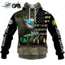 Miami Dolphins x John Deere Hoodie | Funny Green Character Premium Hoodie