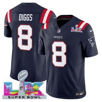 Men's New England Patriots Super Bowl LX Vapor Navy Limited Jersey - All Stitched