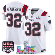 Men's New England Patriots "Super Bowl LX & United States 250th Anniversary Patch" Vapor Limited Jersey - All Stitched