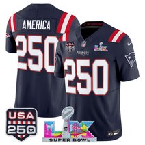 Men's New England Patriots "Super Bowl LX & United States 250th Anniversary Patch" Vapor Limited Jersey - All Stitched
