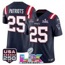 Men's New England Patriots "Super Bowl LX & United States 250th Anniversary Patch" Vapor Limited Jersey - All Stitched