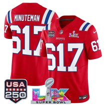 Men's New England Patriots "Super Bowl LX & United States 250th Anniversary Patch" Vapor Limited Jersey - All Stitched