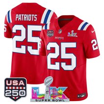 Men's New England Patriots "Super Bowl LX & United States 250th Anniversary Patch" Vapor Limited Jersey - All Stitched