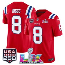 Men's New England Patriots "Super Bowl LX & United States 250th Anniversary Patch" Vapor Limited Jersey - All Stitched