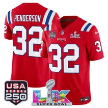 Men's New England Patriots "Super Bowl LX & United States 250th Anniversary Patch" Vapor Limited Jersey - All Stitched