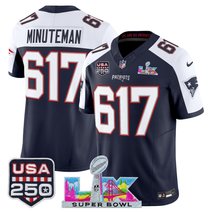Men's New England Patriots "Super Bowl LX & United States 250th Anniversary Patch" Vapor Limited Jersey - All Stitched