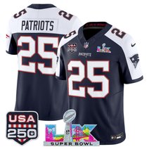 Men's New England Patriots "Super Bowl LX & United States 250th Anniversary Patch" Vapor Limited Jersey - All Stitched