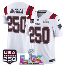 Men's New England Patriots "Super Bowl LX & United States 250th Anniversary Patch" Vapor Limited Jersey - All Stitched