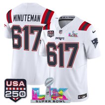Men's New England Patriots "Super Bowl LX & United States 250th Anniversary Patch" Vapor Limited Jersey - All Stitched