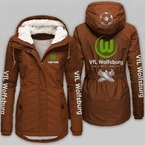 VfL Wolfsburg Bundesliga Woman Winter Fleece Jacket Custom Name
