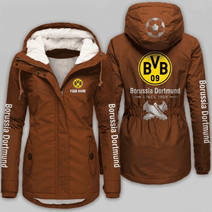 Borussia Dortmund Bundesliga Woman Winter Fleece Jacket Custom Name