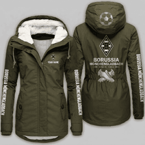 Borussia Mönchengladbach Bundesliga Woman Winter Fleece Jacket Custom Name