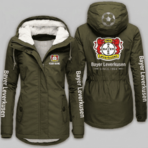 Bayer Leverkusen Bundesliga Woman Winter Fleece Jacket Custom Name