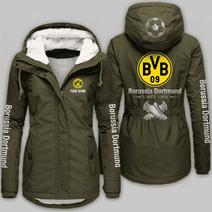 Borussia Dortmund Bundesliga Woman Winter Fleece Jacket Custom Name