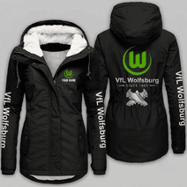 VfL Wolfsburg Bundesliga Woman Winter Fleece Jacket Custom Name
