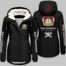 Bayer Leverkusen Bundesliga Woman Winter Fleece Jacket Custom Name
