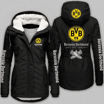 Borussia Dortmund Bundesliga Woman Winter Fleece Jacket Custom Name