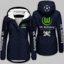 VfL Wolfsburg Bundesliga Woman Winter Fleece Jacket Custom Name