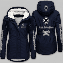 Borussia Mönchengladbach Bundesliga Woman Winter Fleece Jacket Custom Name