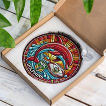 DolphinsStained Glass Suncatcher for Window Hanging