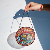 DolphinsStained Glass Suncatcher for Window Hanging