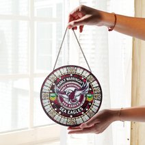 Manly Warringah Sea Eagles Stained Glass Suncatcher for Window Hanging V2