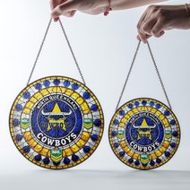 North Queensland Cowboys Stained Glass Suncatcher for Window Hanging V2