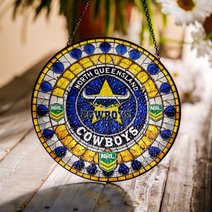 North Queensland Cowboys Stained Glass Suncatcher for Window Hanging V2