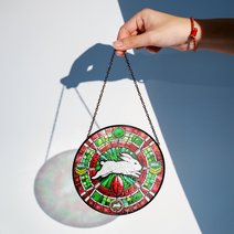 South Sydney Rabbitohs Stained Glass Suncatcher for Window Hanging V2