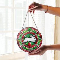 South Sydney Rabbitohs Stained Glass Suncatcher for Window Hanging V2