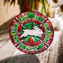 South Sydney Rabbitohs Stained Glass Suncatcher for Window Hanging V2