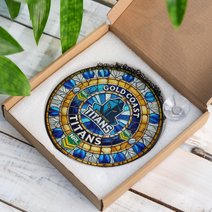 Gold Coast Titans Stained Glass Suncatcher for Window Hanging V2