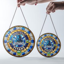 Gold Coast Titans Stained Glass Suncatcher for Window Hanging V2