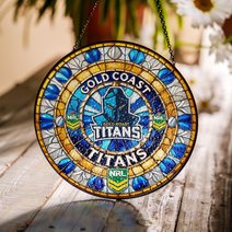 Gold Coast Titans Stained Glass Suncatcher for Window Hanging V2