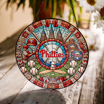 Philadelphia Phillies Stained Glass Suncatcher for Window Hanging