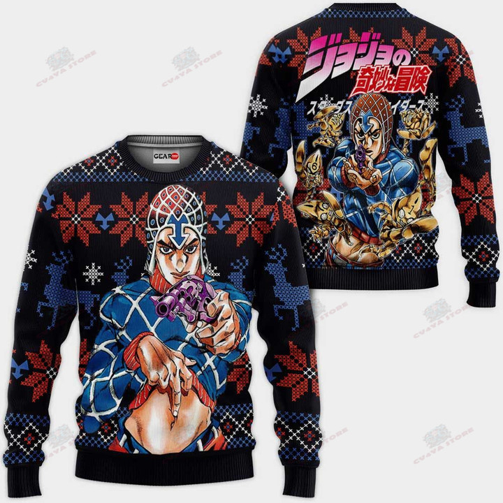 Guido Mista Ugly Christmas Sweater Custom Anime JJBA Xmas Gifts