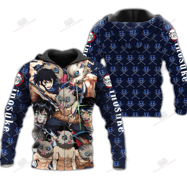 Inosuke Zip Hoodie Kimetsus Shirt Costume Anime Fan Gift Idea