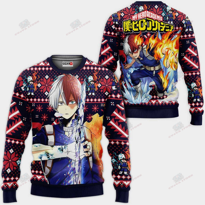 Shoto Todoroki Ugly Christmas Sweater Custom Anime My Hero Academia Xmas Gifts