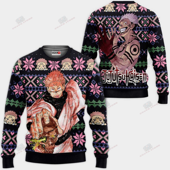 Ryomen Sukuna Ugly Christmas Sweater Custom Anime Jujutsu Kaisen Xmas Gifts