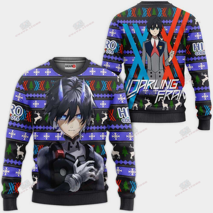 Hiro Code 016 Ugly Christmas Sweater Custom Anime Darling In The Franxx Xmas Gifts