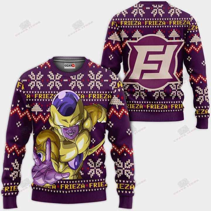 Golden Frieza Ugly Christmas Sweater Custom Anime Dragon Ball Xmas Gifts