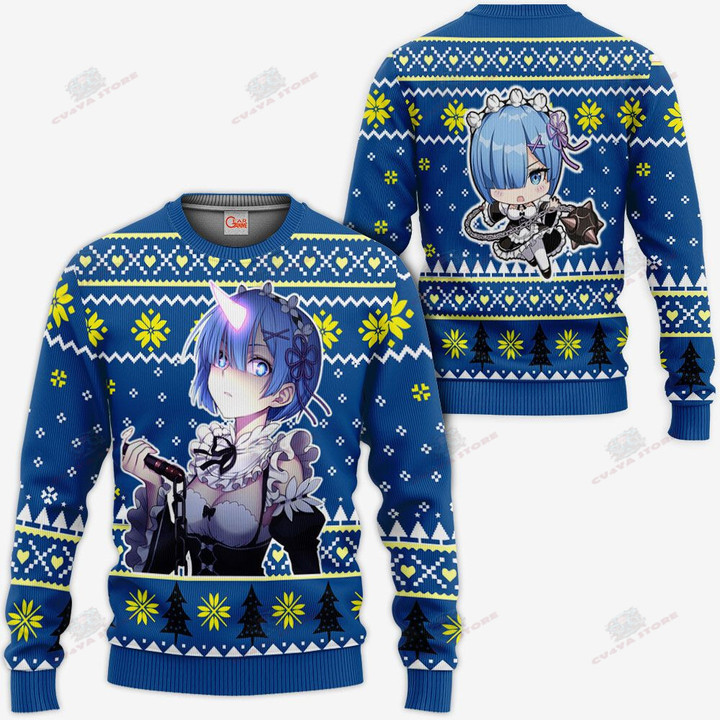 Re Zero Rem Ugly Christmas Sweater Custom Anime Xmas Gifts