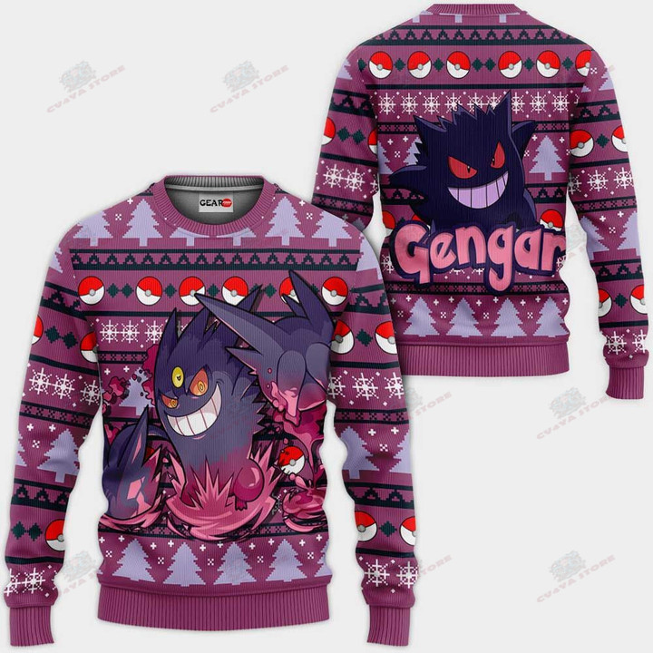 Gengar Ugly Christmas Sweater Custom Anime Pokemon Xmas Gifts