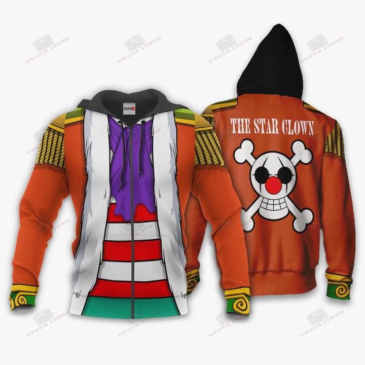 One Piece Buggy Uniform Hoodie Shirt Anime Zip Jacket