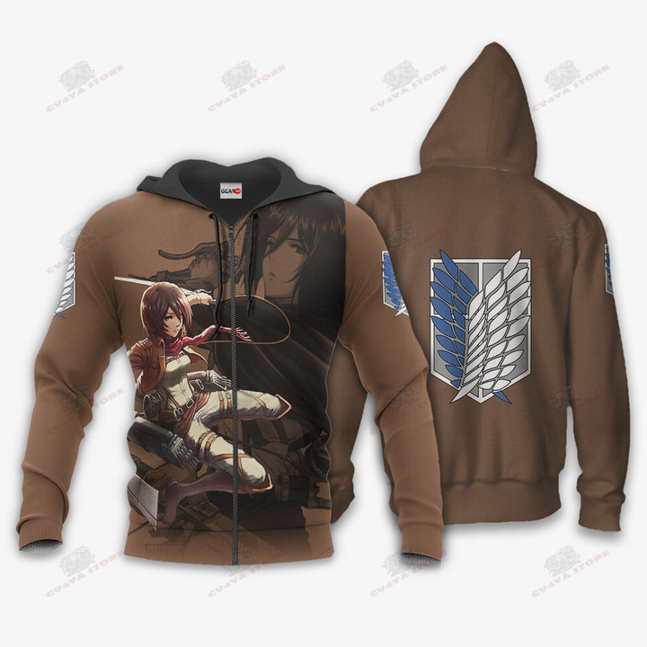 AOT Mikasa Ackerman Hoodie Shirt Attack On Titan Anime Zip Jacket