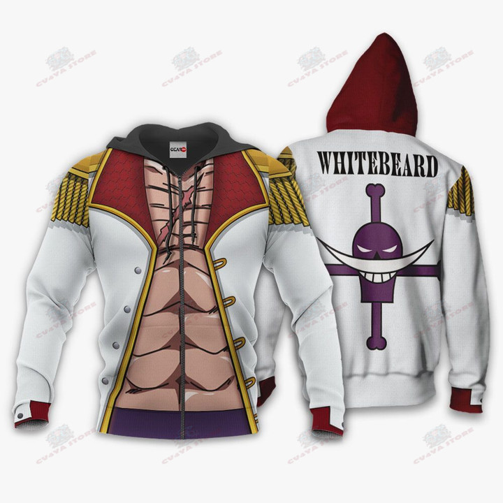 One Piece Whitebeard Uniform Hoodie Shirt Anime Zip Jacket